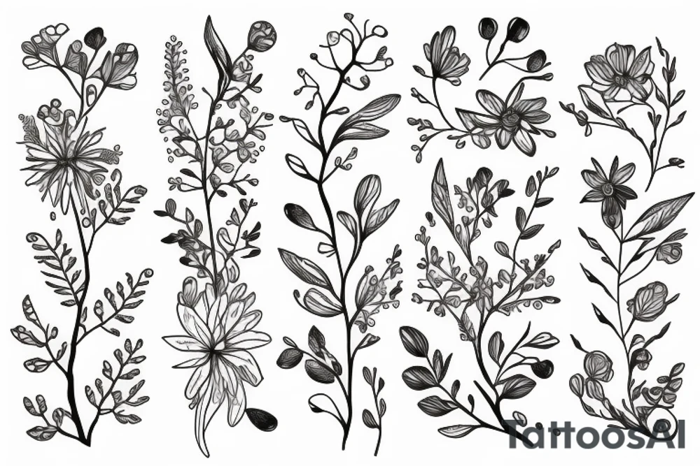 one Flowering branch with small flowers tattoo idea