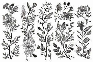 one Flowering branch with small flowers tattoo idea