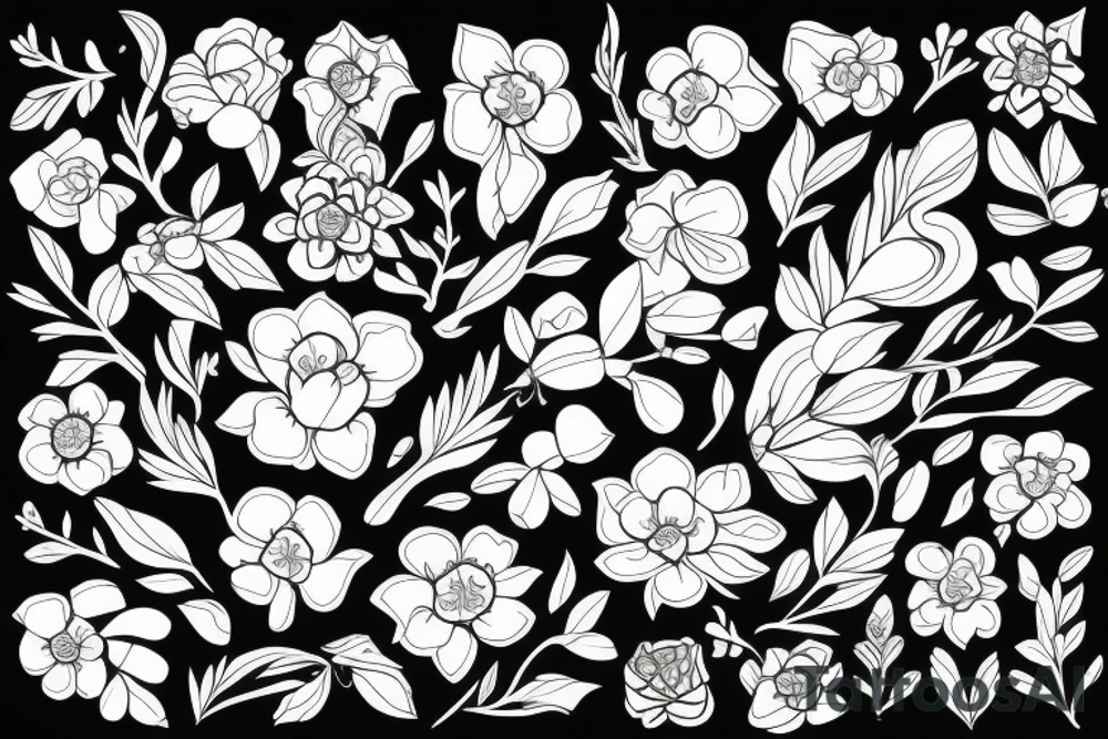 one Flowering branch with small flowers tattoo idea