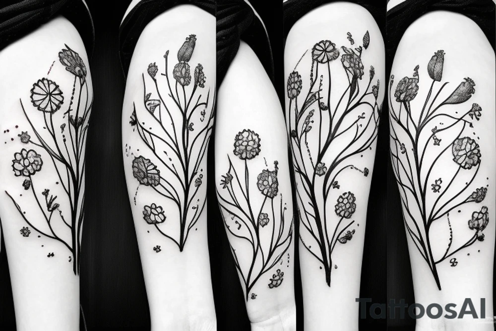 one Flowering branch with small flowers tattoo idea