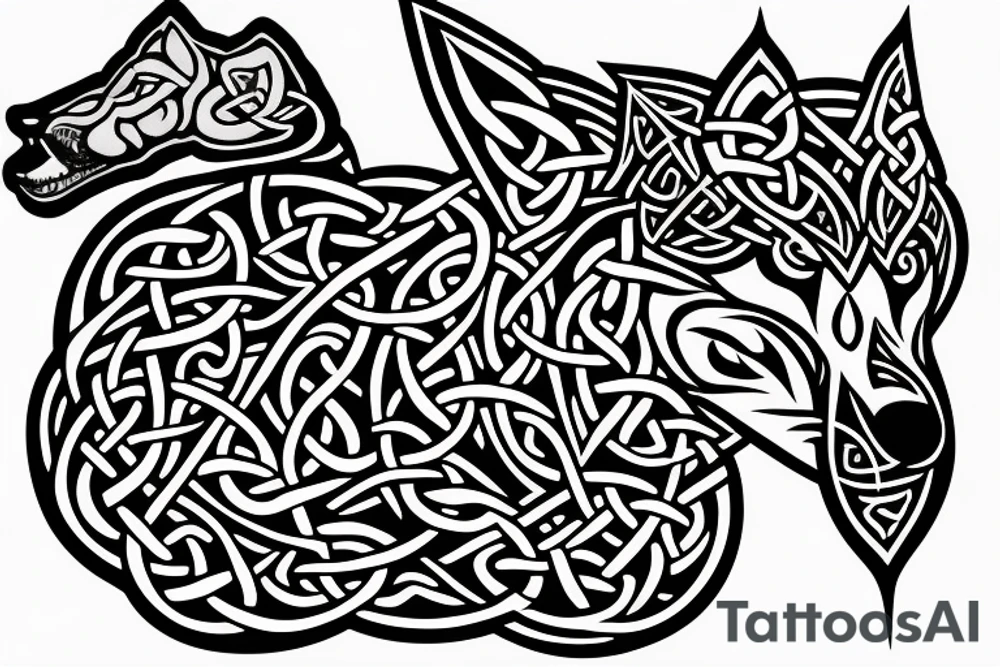 Celtic wolf tattoo idea