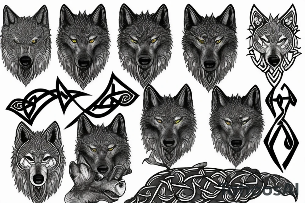 Celtic wolf tattoo idea