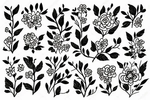 a flowering branch with small flowers against a white background tattoo idea