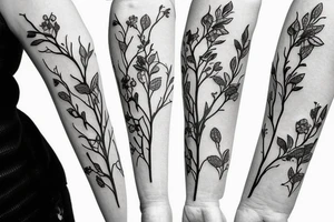 a flowering branch with small flowers against a white background tattoo idea