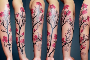 a flowering branch with small flowers against a white background tattoo idea