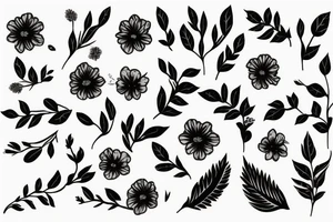 a flowering branch with small flowers against a white background tattoo idea