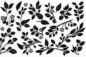 a flowering branch with small flowers against a white background tattoo idea