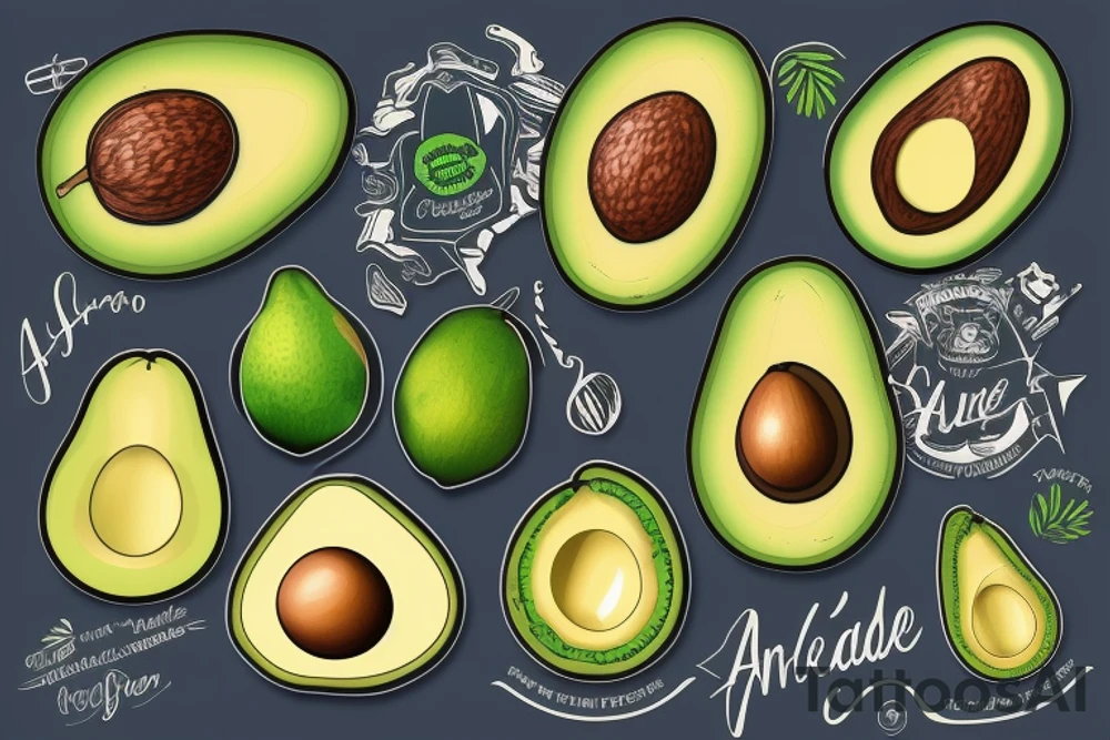 avocado in an american style tattoo idea
