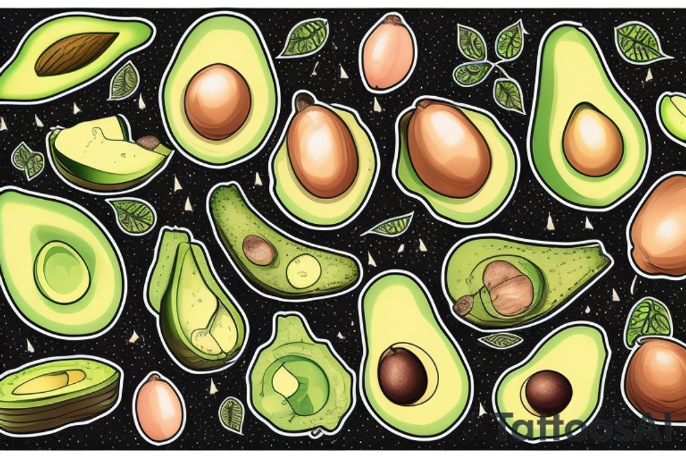 avocado in an american style tattoo idea