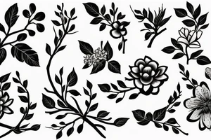 A flowering branch with small flowers against a white background tattoo idea