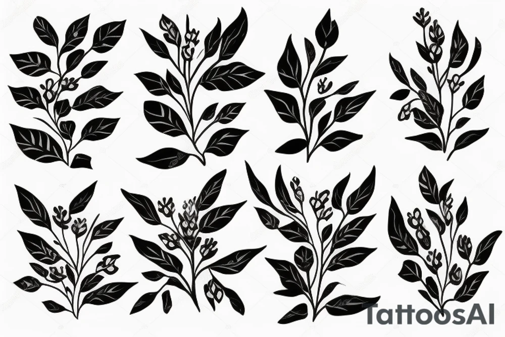 A flowering branch with small flowers against a white background tattoo idea