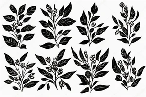 A flowering branch with small flowers against a white background tattoo idea