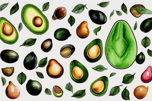 avocado in an american style tattoo idea