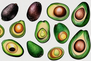 avocado in an american style tattoo idea