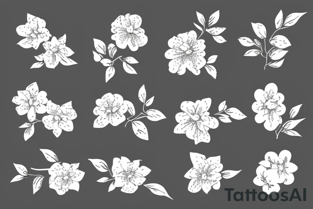 A flowering branch with small flowers against a white background tattoo idea