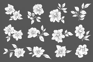 A flowering branch with small flowers against a white background tattoo idea
