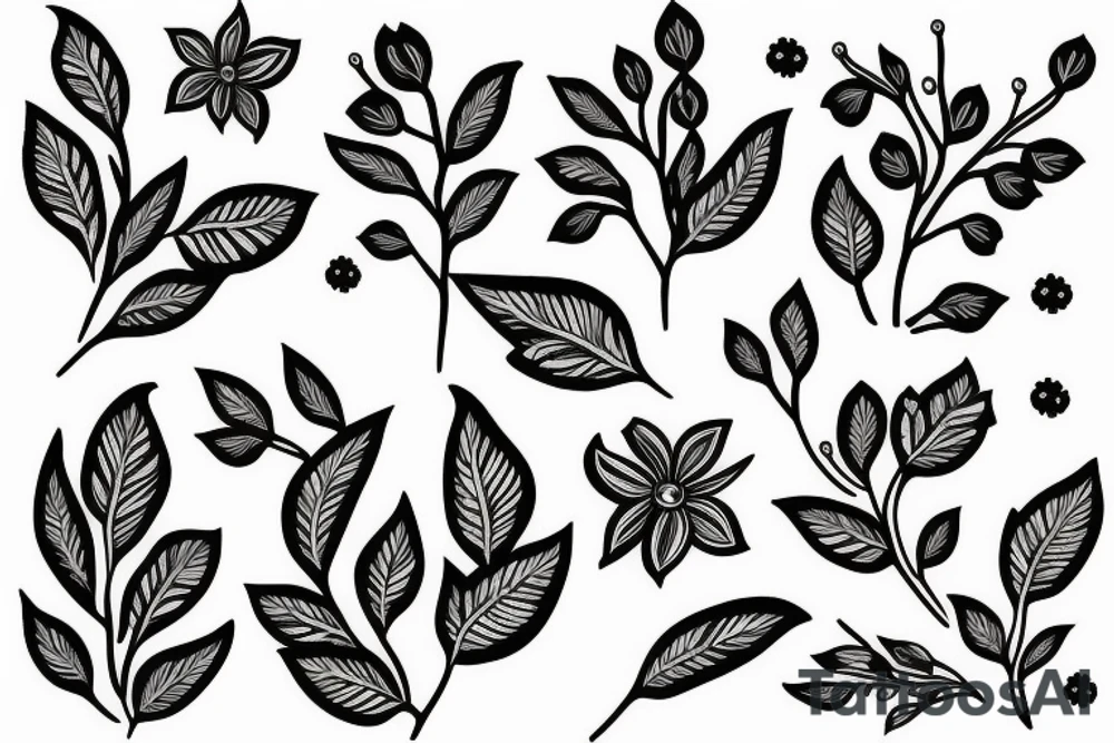 A flowering branch with small flowers against a white background tattoo idea