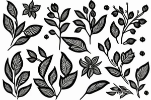 A flowering branch with small flowers against a white background tattoo idea