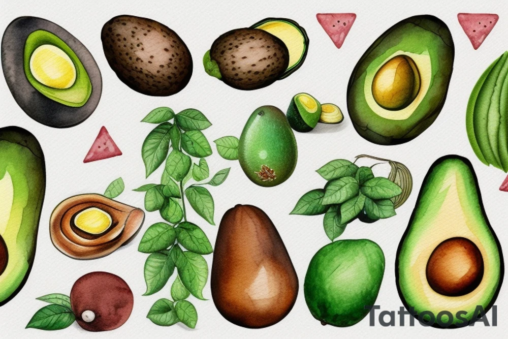 avocado in an Americana style tattoo idea