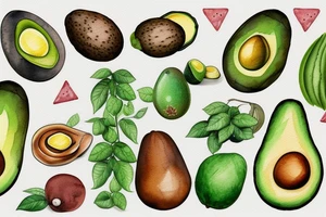 avocado in an Americana style tattoo idea