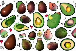 avocado kawaii tattoo idea