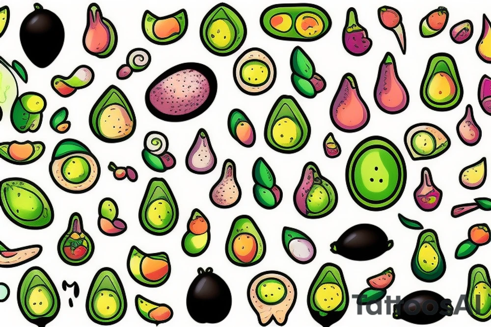 avocado kawaii tattoo idea