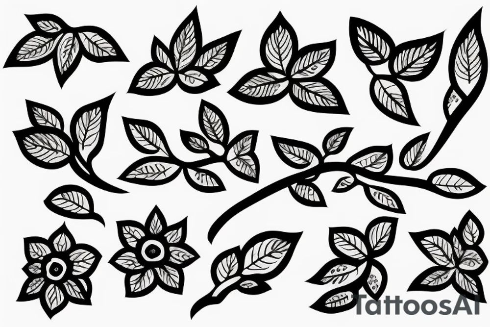 A flowering branch with small flowers against a white background tattoo idea