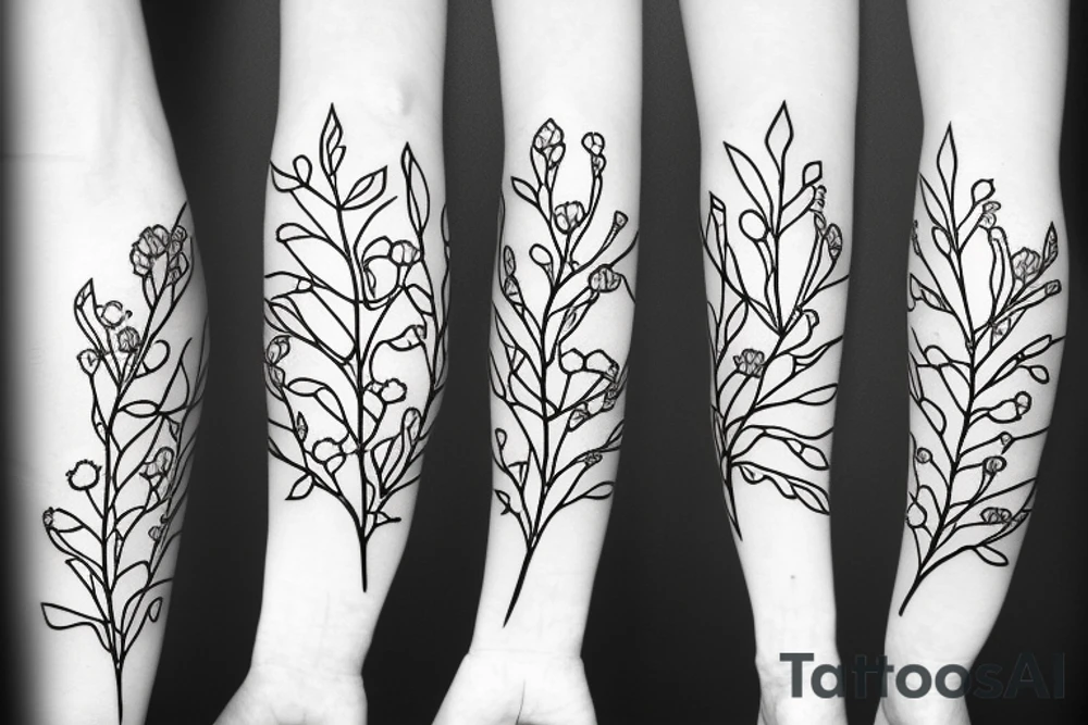 A flowering branch with small flowers against a white background tattoo idea