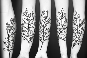 A flowering branch with small flowers against a white background tattoo idea