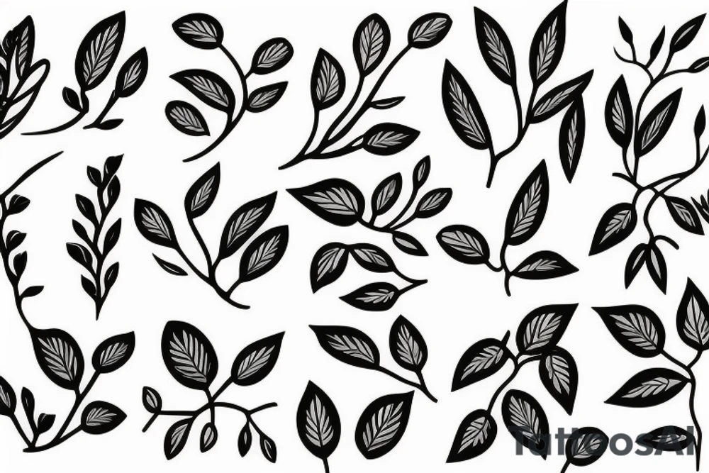A flowering branch with small flowers against a white background tattoo idea