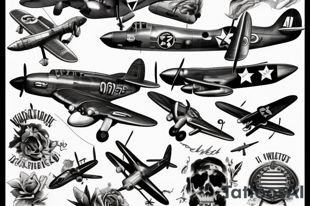 world war 2 plane p47 tattoo idea