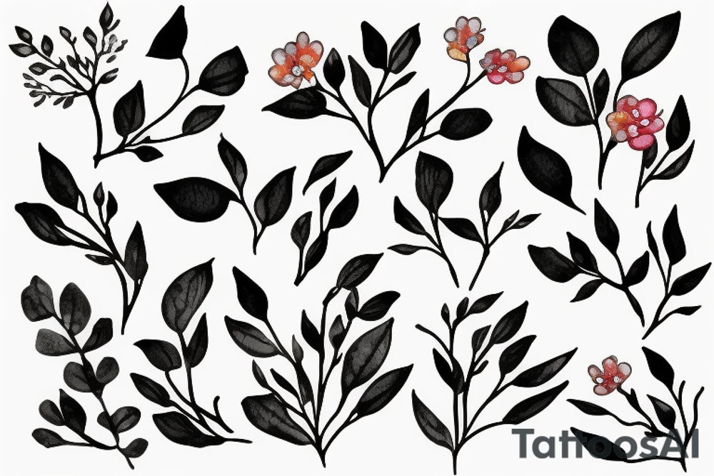 A flowering branch with small flowers against a white background tattoo idea
