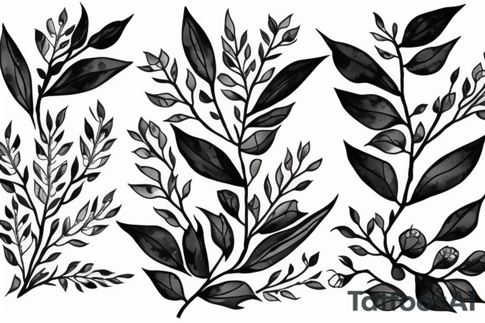 A flowering branch with small flowers against a white background tattoo idea