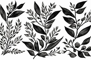 A flowering branch with small flowers against a white background tattoo idea