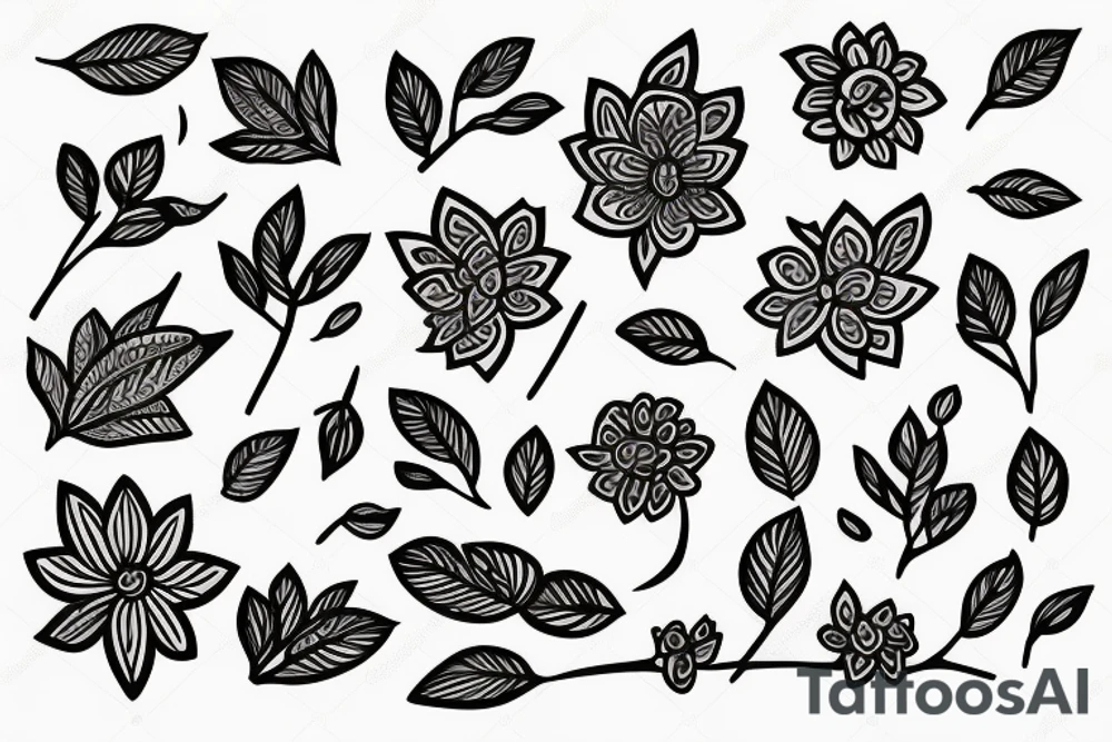 A flowering branch with small flowers against a white background tattoo idea