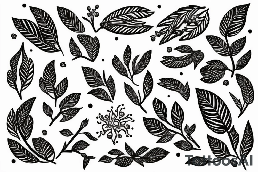 A flowering branch with small flowers against a white background tattoo idea