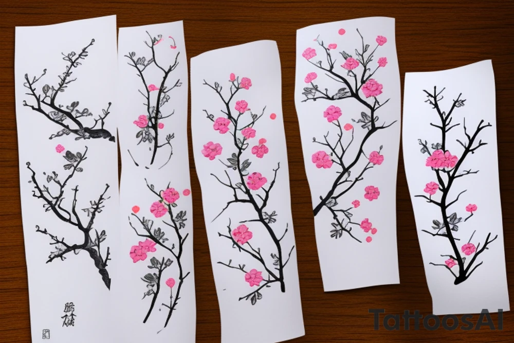 A flowering branch with small flowers against a white background tattoo idea