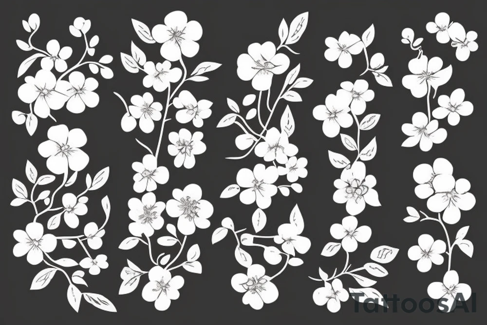 A flowering branch with small flowers against a white background tattoo idea