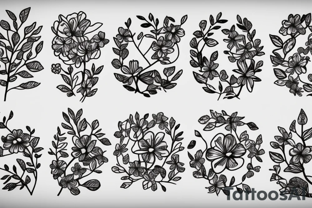 A flowering branch with small flowers against a white background tattoo idea
