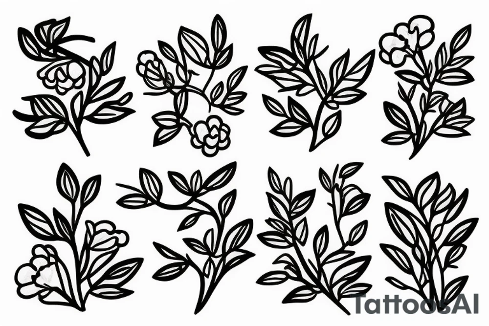 A flowering branch with small flowers against a white background tattoo idea