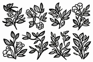 A flowering branch with small flowers against a white background tattoo idea