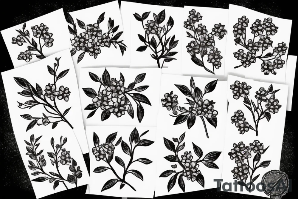 A flowering branch with small flowers against a white background tattoo idea
