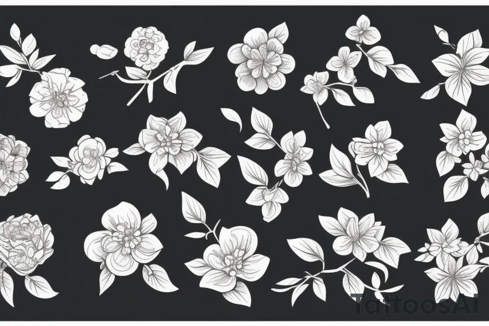 A flowering branch with small flowers against a white background tattoo idea