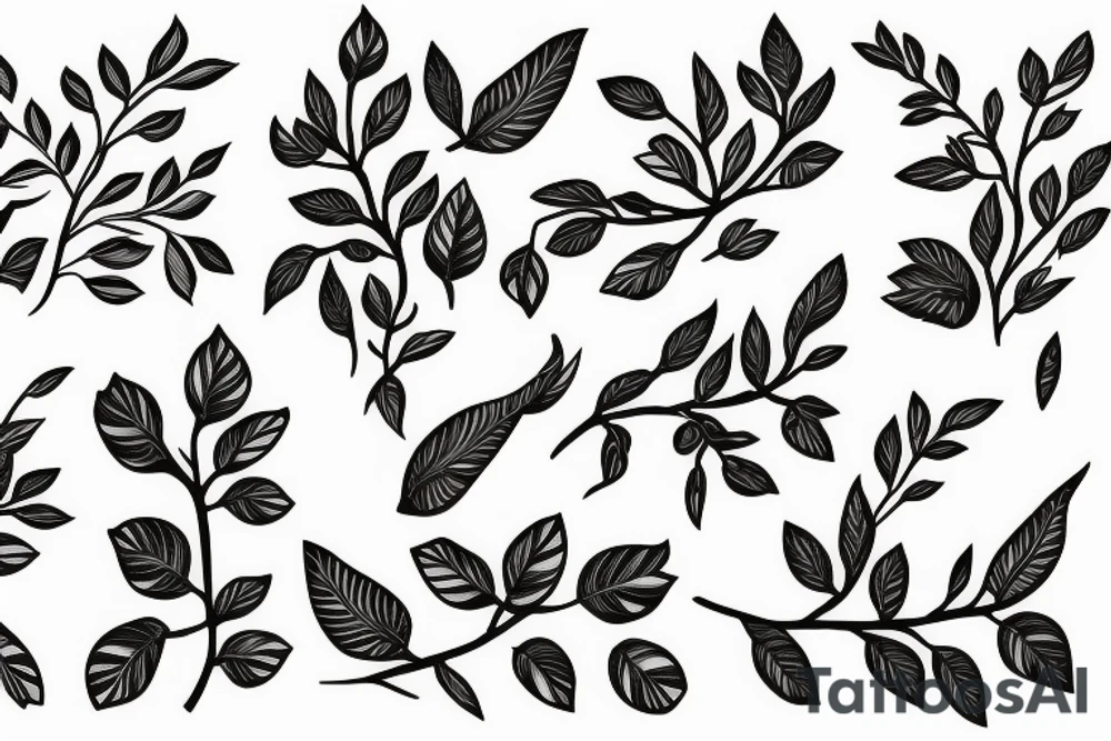 A flowering branch with small flowers against a white background tattoo idea