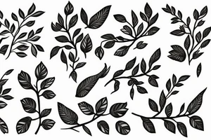 A flowering branch with small flowers against a white background tattoo idea