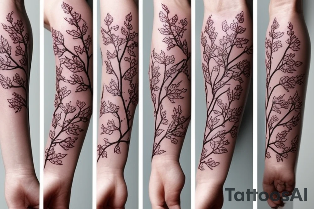 A flowering branch with small flowers against a white background tattoo idea