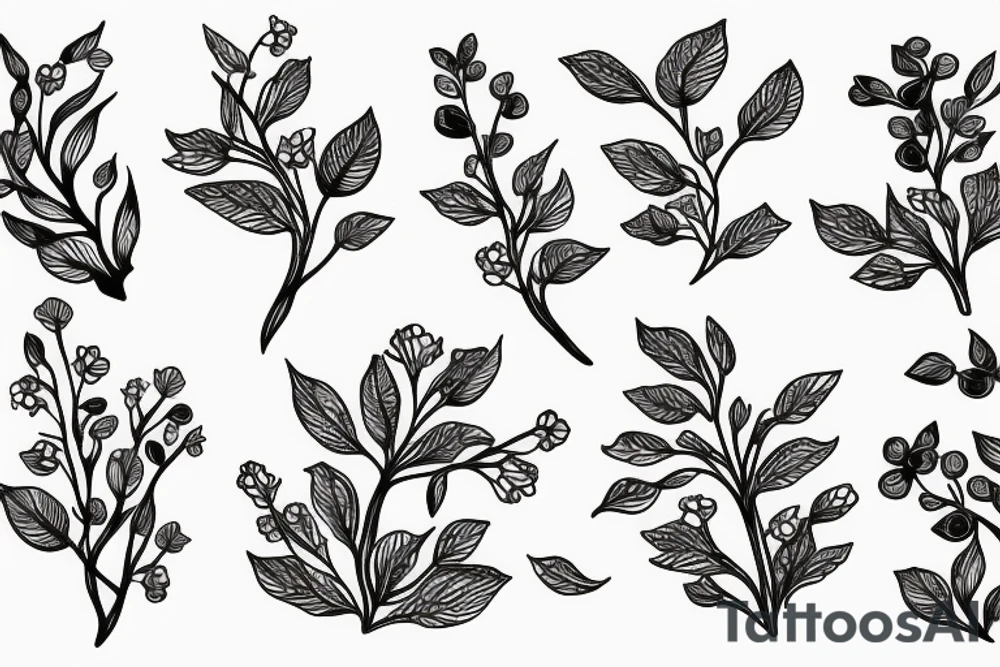 A flowering branch with small flowers against a white background tattoo idea