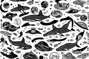 A whale against the backdrop of space and a Japanese dragon tattoo idea