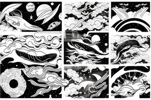 A whale against the backdrop of space and a Japanese dragon tattoo idea