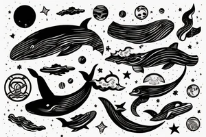 A whale against the backdrop of space and a Japanese dragon tattoo idea
